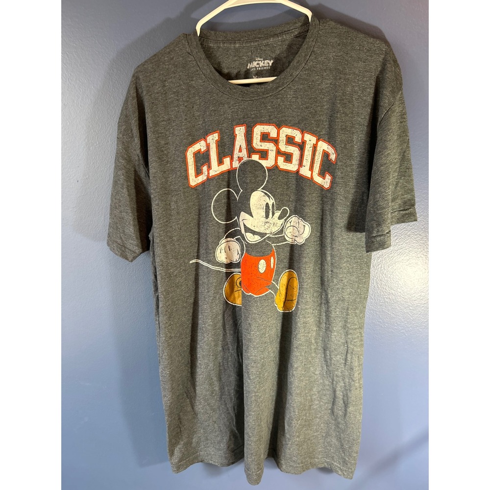 Disney Mickey Mouse T-Shirt Men's XL Gray Classic Graphic Tee